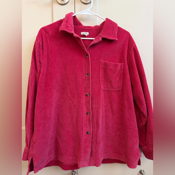 L.l Bean Pink Corduroy Button-Up Shirt - Picture 2 of 7